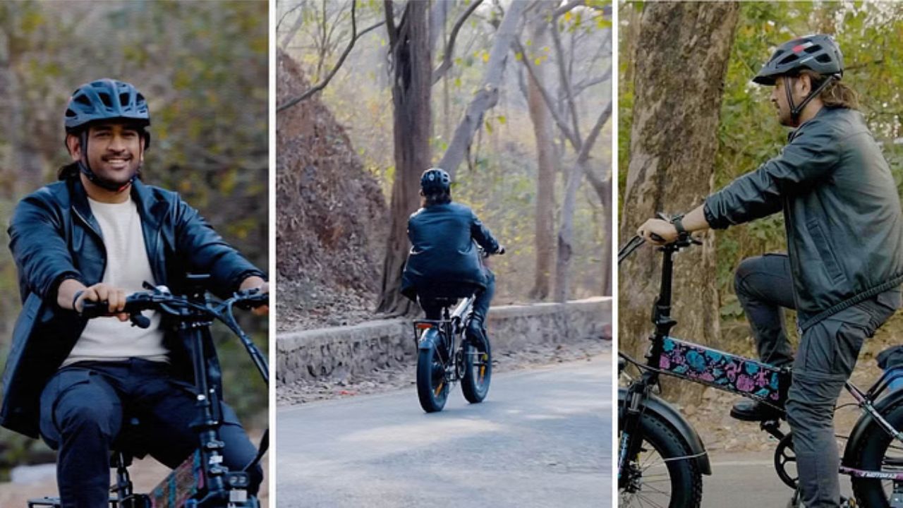 MS Dhoni Enjoying Electric Cycle